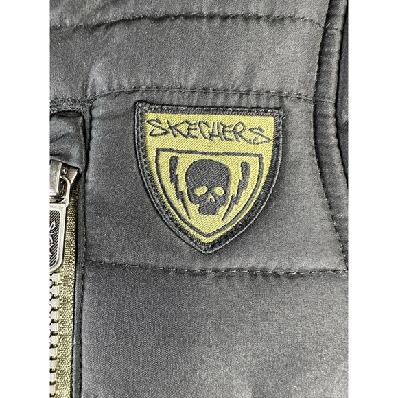 Skechers Baby Boys Romper Quilted Jacket Sz 12 Mos Black Brown Camo Patches Logo - Picture 9 of 9